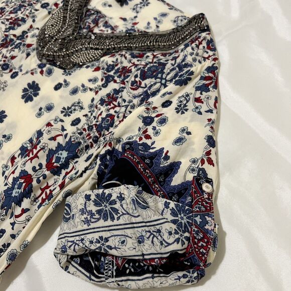 La Moda Tropical Cover Up Caftan Garden Midi Dress Embellishments L / XL - Picture 11 of 16